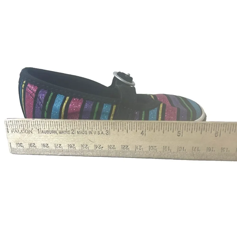 Vans Shoes Toddler Girls 5.5 Multicolor Glitter Striped Comfort Casual Mary Jane